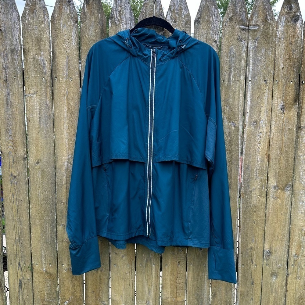 All in Motion Teal Windbreaker Hooded Lightweight Jacket Sz XXL